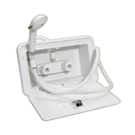 PHOENIX FAUCETS 25 Turn Plastic Exterior Shower Box with 59 in. Vinyl Hose, White PHFPF266201